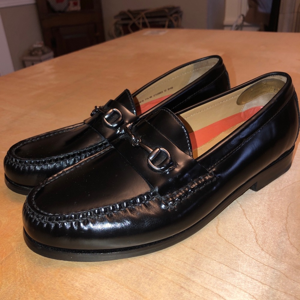 Cole Haan Grand Bit C12803 Mens Black Leather Loafers Slip Ons Penny Shoes 7.5 W